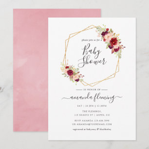 Marsala und Rosé Boho Geometrische Babyparty Einladung