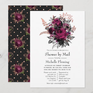 Marsala und Rose Gold Floral Shower per Post Einladung