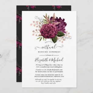 Marsala und Rose Gold Floral Virtual Wedding Einladung