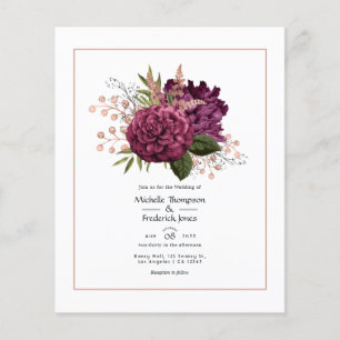 Marsala und Roségold Florale Vintage-Hochzeit Flyer