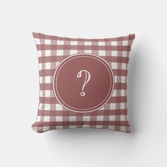 Marsala und White Gingham Monogram Kissen (Vorderseite)