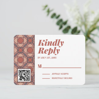 Marsala und Zimt Art Deco RSVP-Karte QR-Code RSVP Karte