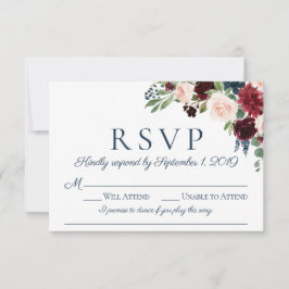 Marsala Wedding RSVP Cards mit Song Choice