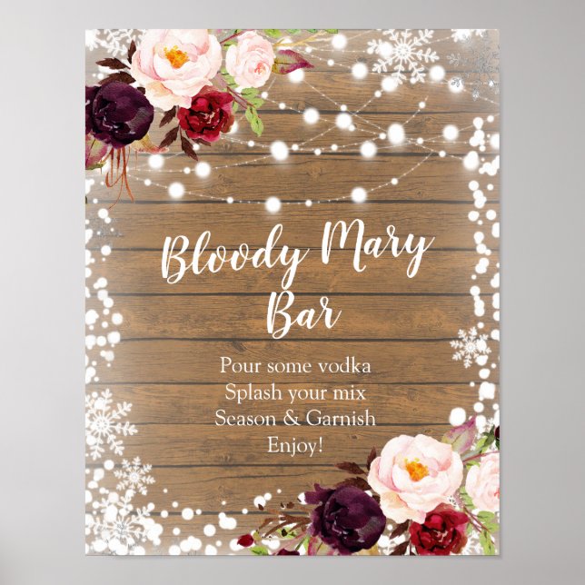 Marsala Winter Bloody Mary Bar Signage Poster (Vorne)