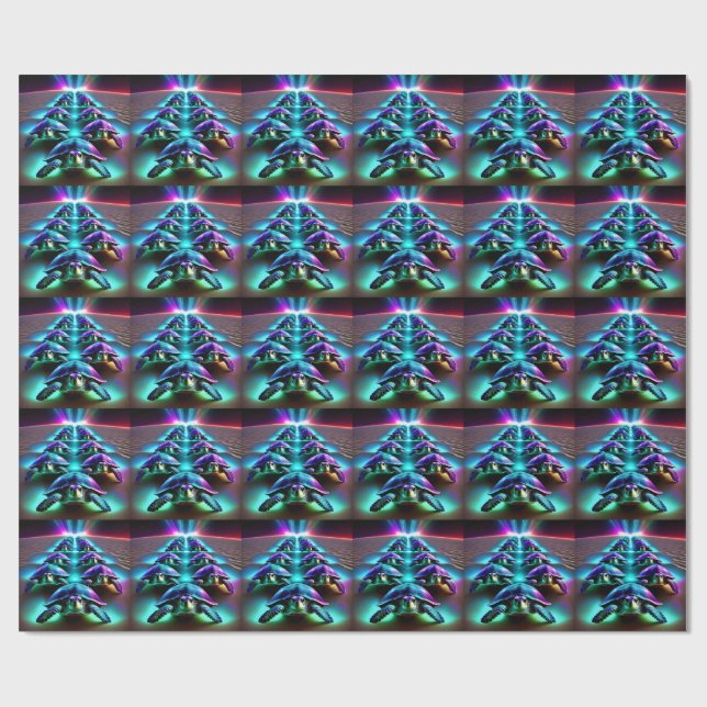 Marsch der Neon-Schildkröten Geschenkpapier (Flach)