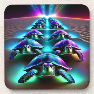 Marsch der Neon-Schildkröten Getränkeuntersetzer
