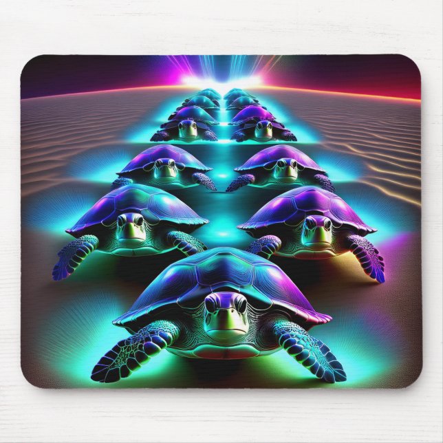 Marsch der Neon-Schildkröten Mousepad (Vorne)
