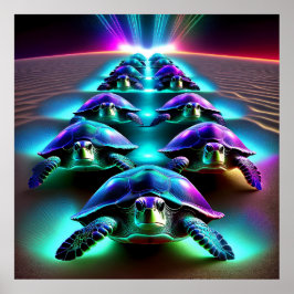 Marsch der Neon-Schildkröten Poster