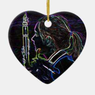 Marschierende Clarinetist-Herz-Verzierung Keramikornament