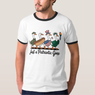 Marschierende patriotische Gänse T-Shirt Lustig 4.