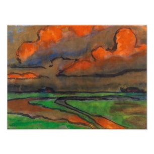 Marschlandschaft unter roten Wolken Emil Nolde Fotodruck
