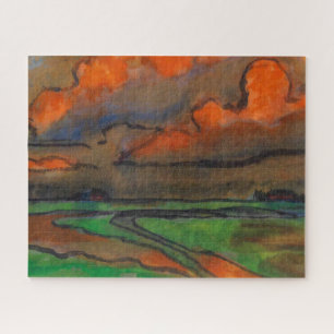 Marschlandschaft unter roten Wolken Emil Nolde Puzzle