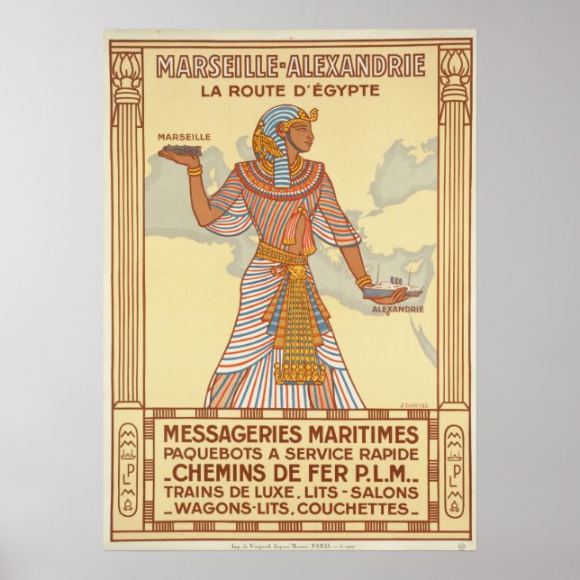 Marseille - Alexandrie Egypt Vintage Travel Poster (Vorne)