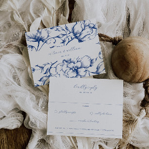 Marseille Bleu Garden Floral Wedding RSVP Karte