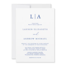 Marseille Bleu Monogram Simple Minimalistisch Wedd