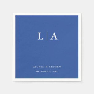 Marseille Bleu Monogram Simple Minimalistisch Wedd Serviette