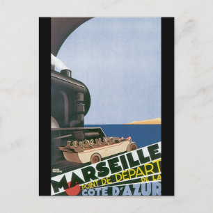 Marseille Cote D'Azur Vintage-Reiseposter Postkarte