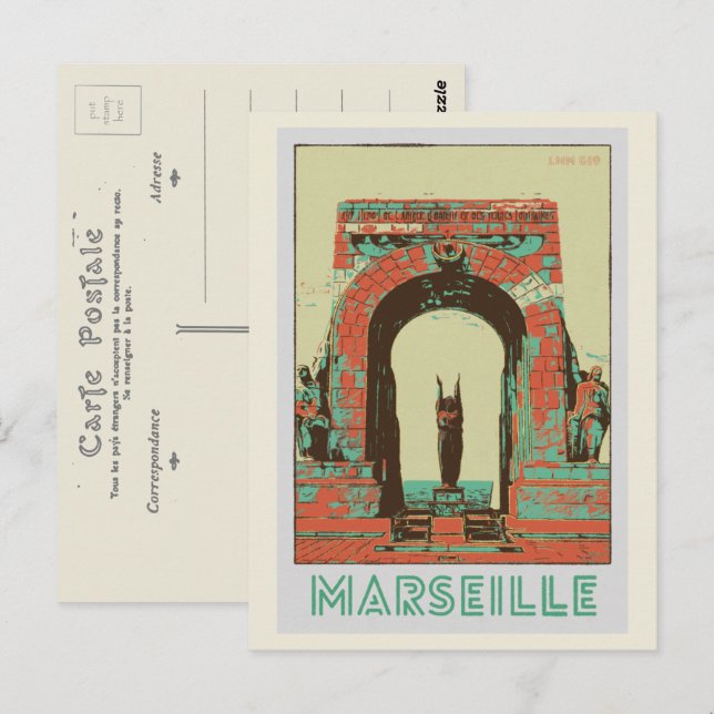 Marseille Die Porte d'Orient Illustration Frankrei Postkarte (Vorne/Hinten)