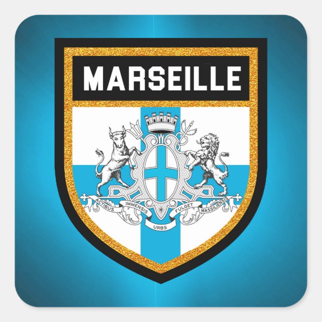 Marseille Flag Quadratischer Aufkleber (Vorderseite)