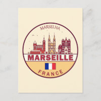 Marseille France City Skyline Emblem