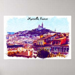 Marseille France Panorama View Poster