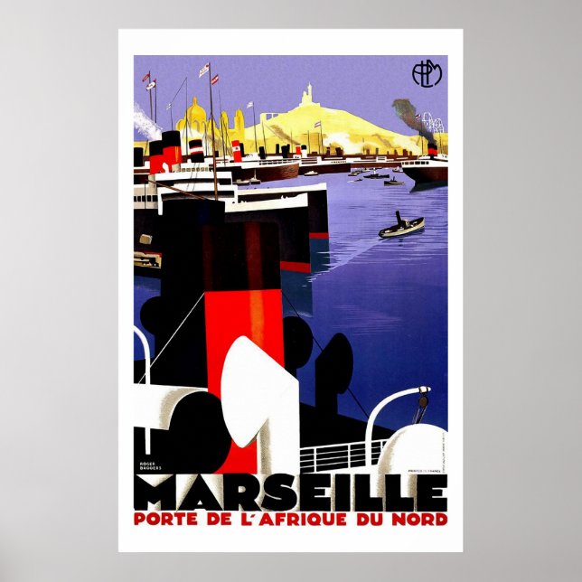 Marseille, France Vintage Travel Poster (Vorne)