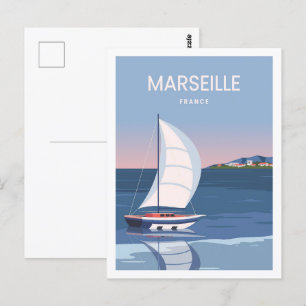 Marseille Frankreich Berühmte Reiseort-Illustratio Postkarte
