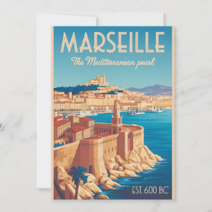 Marseille Frankreich Retro-Stil Stadtansicht Reise Feiertagskarte