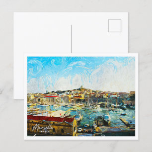 Marseille Frankreich Schönes Öl Paint Landschaft Postkarte