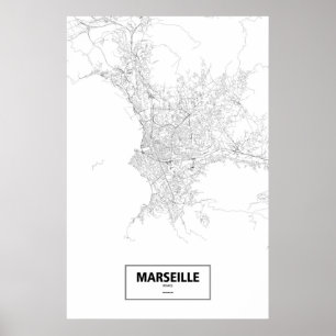 Marseille, Frankreich (Schwarzes auf Weiß) Poster