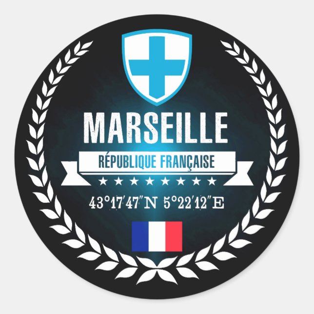 Marseille Runder Aufkleber (Vorderseite)