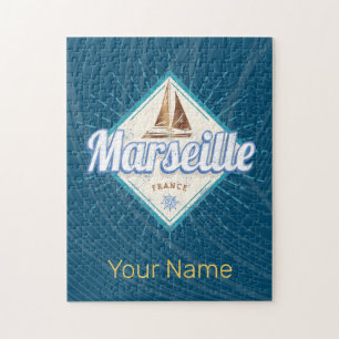 Marseille Stadt Frankreich Retro-Segelschiff Vinta Puzzle