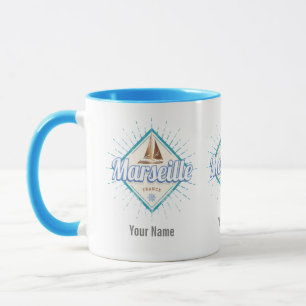 Marseille Stadt Frankreich Retro-Segelschiff vinta Tasse