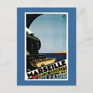 Marseille Vintag French Travel Poster Postkarte