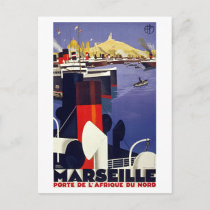 Marseille Vintage Reiseposter Restauriert Postkarte
