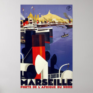 Marseille Vintage Reiseposter Zurück Poster