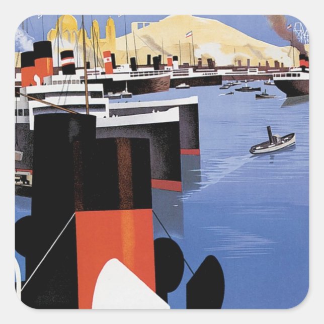 Marseilles Poster Quadratischer Aufkleber (Vorderseite)