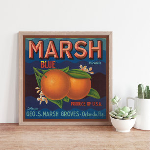 Marsh Brand Vintage Citrus Etikett Poster