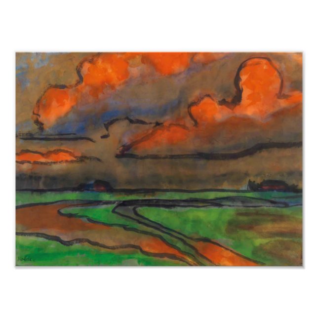 Marsh Landschaft unter roten Wolken | Emil Nolde | Fotodruck (Vorne)