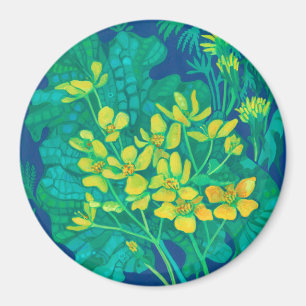 Marsh Marigold Summer Wildblumen Blumengemälde Magnet