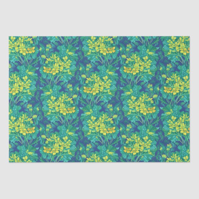 Marsh Marigold Wildblumen Gelbe Blumenmuster Seidenpapier (Vorderseite)