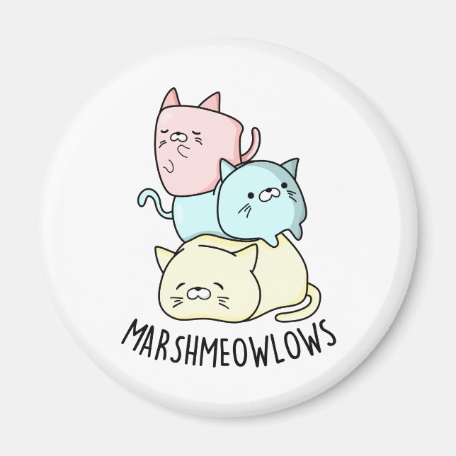 Marsh-meow Funny Cat Marshmallow PUn Magnet (Vorne)