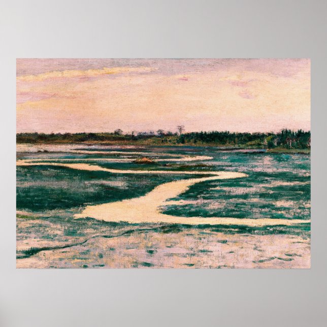 Marsh mit Pink Sky Vintage Landschaft Poster (Vorne)