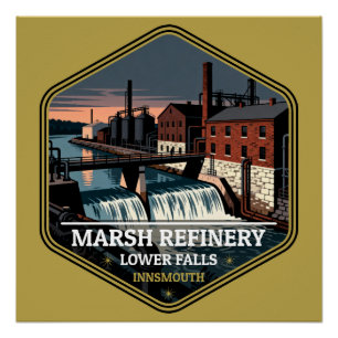 Marsh Raffinerie Lower Falls Innsmouth Vintage Rei Poster