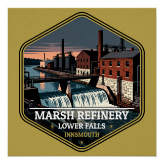 Marsh Raffinerie Lower Falls Innsmouth Vintage Rei Poster