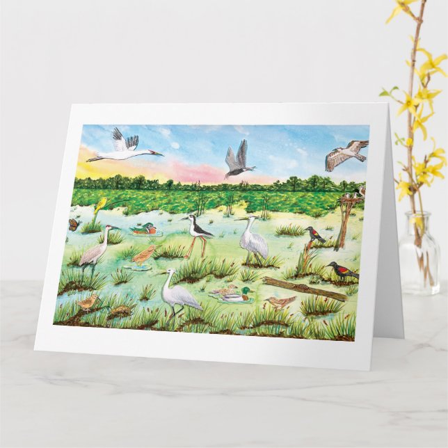 Marsh Wetlands Faltkarte Karte (Gelbe Blume)