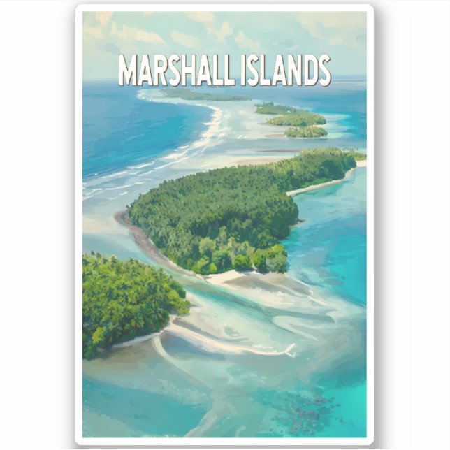 Marshall Islands Illustration Travel Art Vintage Aufkleber (Vorderseite)