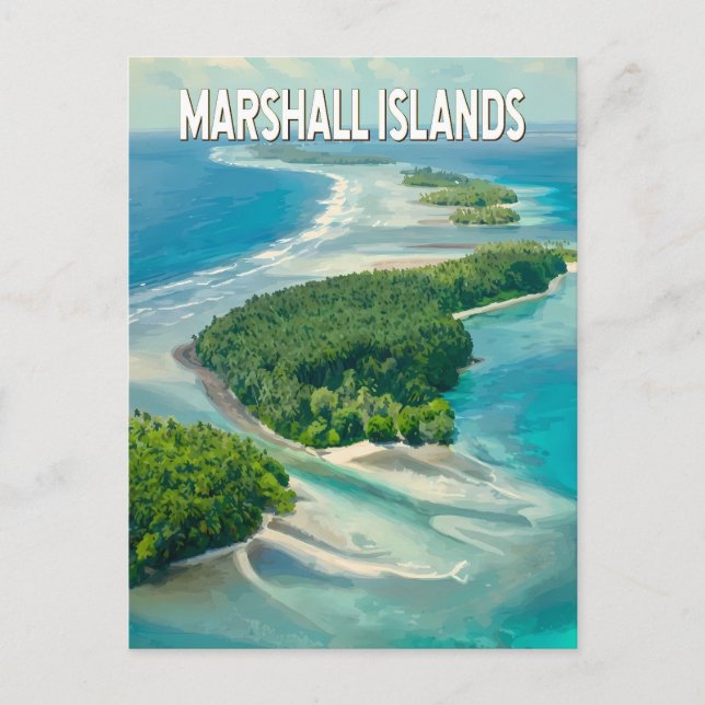 Marshall Islands Illustration Travel Art Vintage Postkarte (Vorderseite)