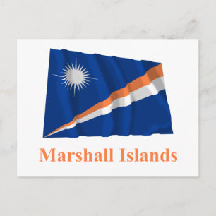 Marshall Islands Waving Flag mit Namen Postkarte