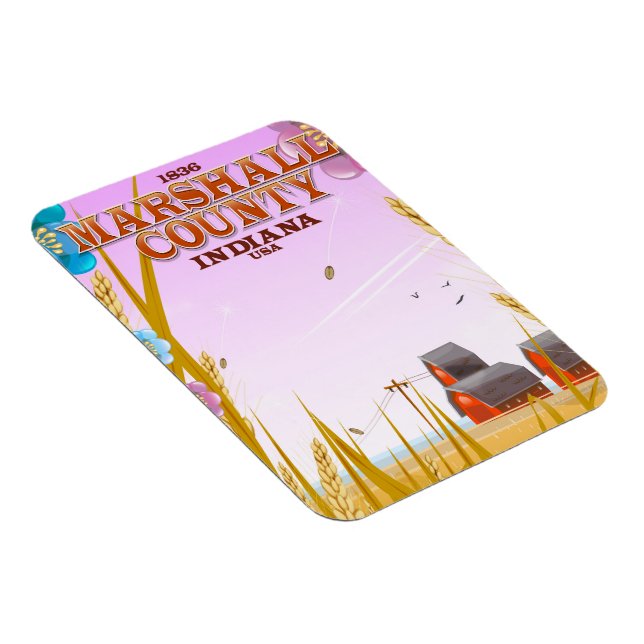 Marshall Landkreis '1836' Indiana Reiseplakat. Magnet (Rechte Seite)